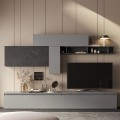 Centro de entretenimiento de sala moderno gris con repisa negra Infinity 23 Promoción