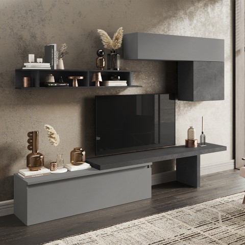 Mueble de pared contemporáneo gris con estantes suspendidos Infinity 25 Promoción