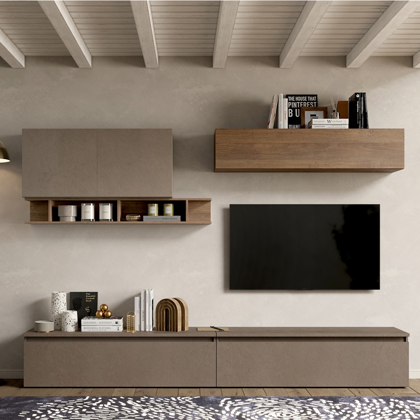 Mueble de pared de diseño moderno para TV, estantes suspendidos, modelo Infinity 27 Promoción Mueble de pared de diseño moderno para TV, estantes suspendidos, modelo Infinity 27 Promoción