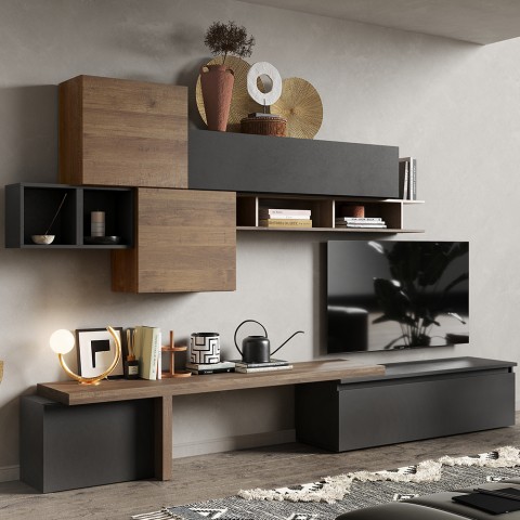 Mueble de pared moderno para sala de estar con estantería y muebles suspendidos Infinity 28 Promoción