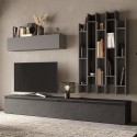 Mueble de pared con librería moderna gris y mueble para TV negro Infinity 30 Promoción