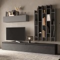 Mueble de pared con librería moderna gris y mueble para TV negro Infinity 30 Promoción
