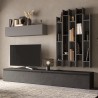 Mueble de pared con librería moderna gris y mueble para TV negro Infinity 30 Promoción