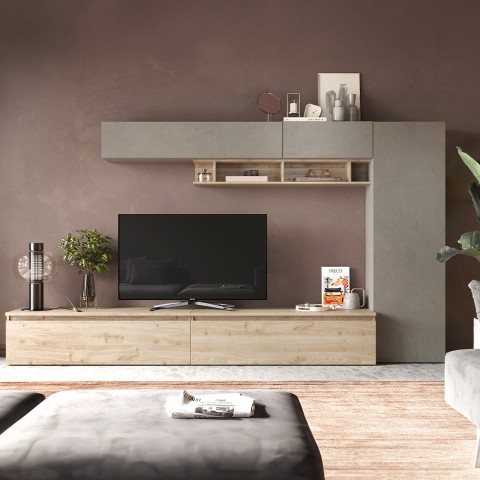 Mueble de pared contemporáneo para TV con estante de madera gris Infinity 31 Promoción