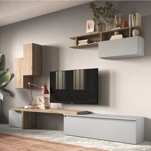 Conjunto de pared para TV, salón moderno, muebles suspendidos Infinity 33 Promoción