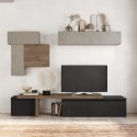 Mueble de pared moderno para TV en madera negra con muebles suspendidos en gris Infinity 34 Promoción