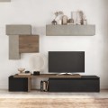 Mueble de pared moderno para TV en madera negra con muebles suspendidos en gris Infinity 34 Promoción