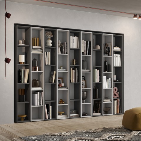 Estantería de diseño para pared, sala de estar moderna blanco y negro Infinity 35 Promoción