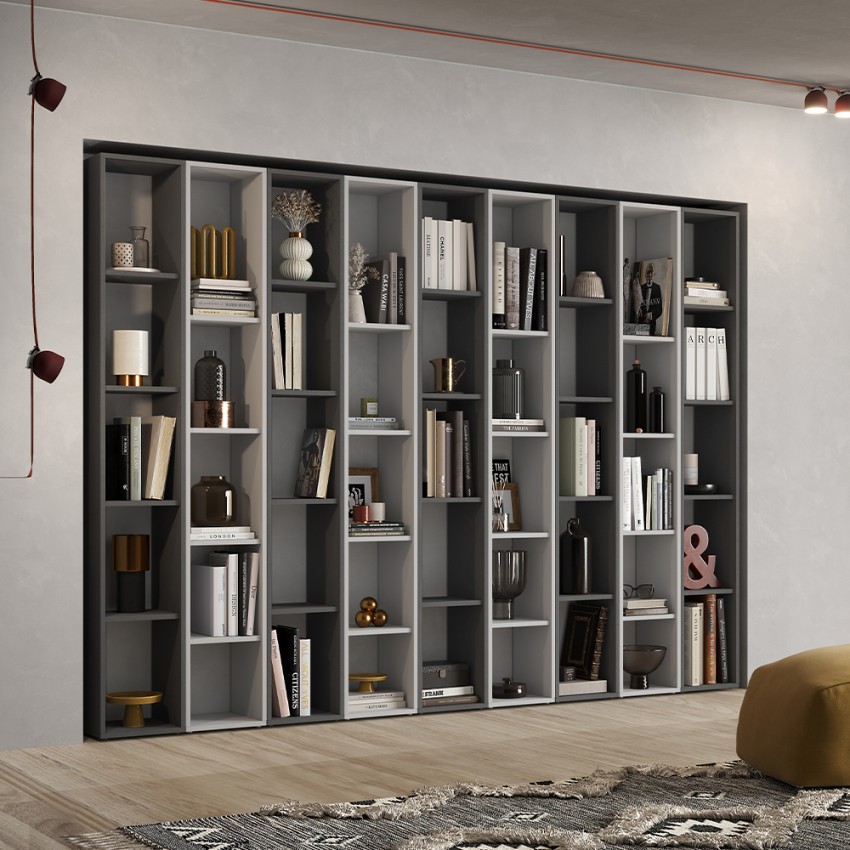 Estantería de diseño para pared, sala de estar moderna blanco y negro Infinity 35 Promoción
