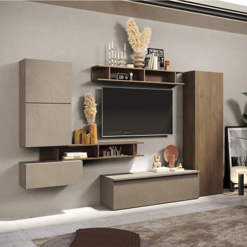 Centro de entretenimiento de diseño moderno con estantes y muebles suspendidos Infinity 38 Promoción