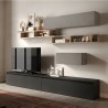 Mueble de pared para TV de salón moderno gris con estantes de madera Infinity 39 Venta