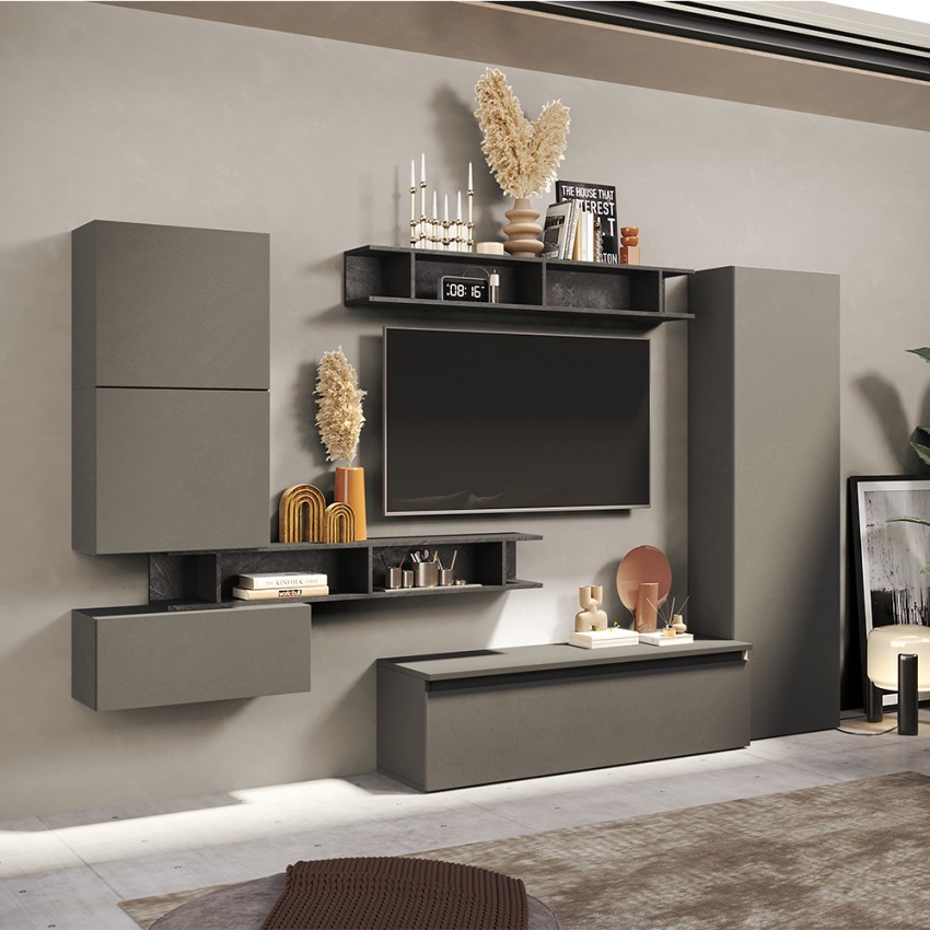 Centro de entretenimiento de diseño moderno con estantes y muebles suspendidos Infinity 38 Venta Centro de entretenimiento de diseño moderno con estantes y muebles suspendidos Infinity 38 Venta