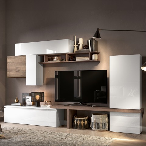 Centro de entretenimiento de pared para TV madera muebles suspendidos negro blanco Infinity 46 Promoción