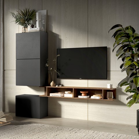 Centro de entretenimiento diseño moderno mueble de TV suspendido en madera Infinity 51 Promoción