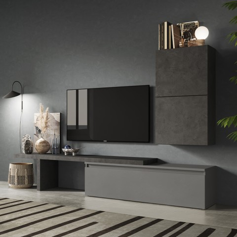 Centro de entretenimiento moderno, muebles flotantes gris Infinity 52 para sala de estar TV Promoción