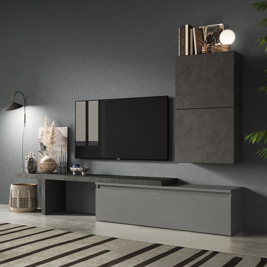 Centro de entretenimiento moderno, muebles flotantes gris Infinity 52 para sala de estar TV Promoción Centro de entretenimiento moderno, muebles flotantes gris Infinity 52 para sala de estar TV Promoción