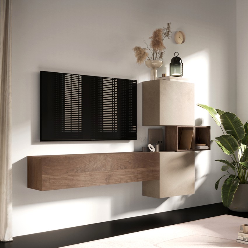 Muebles de pared flotante para sala de estar moderna en madera Infinity 53 Venta Muebles de pared flotante para sala de estar moderna en madera Infinity 53 Venta