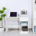 Escritorio blanco que ocupa poco espacio para oficina o habitación con cajón Elphin Promoción