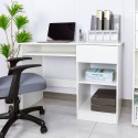 Escritorio blanco que ocupa poco espacio para oficina o habitación con cajón Elphin Oferta