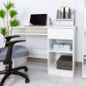 Escritorio blanco que ocupa poco espacio para oficina o habitación con cajón Elphin Oferta