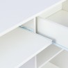 Escritorio blanco que ocupa poco espacio para oficina o habitación con cajón Elphin Descueto