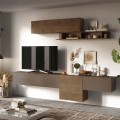 Mueble de pared moderno para TV suspendido con estantes de madera Fantasy 02 Promoción