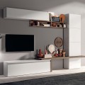 Mueble de pared moderno para TV en madera blanca brillante Fantasy 03 Promoción