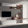 Mueble de pared moderno para TV en madera blanca brillante Fantasy 03 Promoción