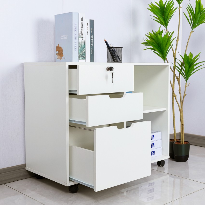  Mueble auxiliar de oficina y despacho para documentos con ruedas y cerradura Twatt Promoción 