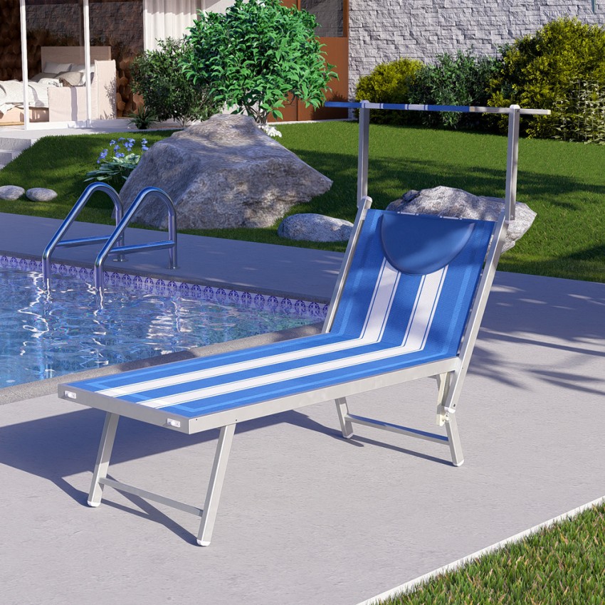 Tumbona plegable de playa en aluminio Santorini Stripes Promoción