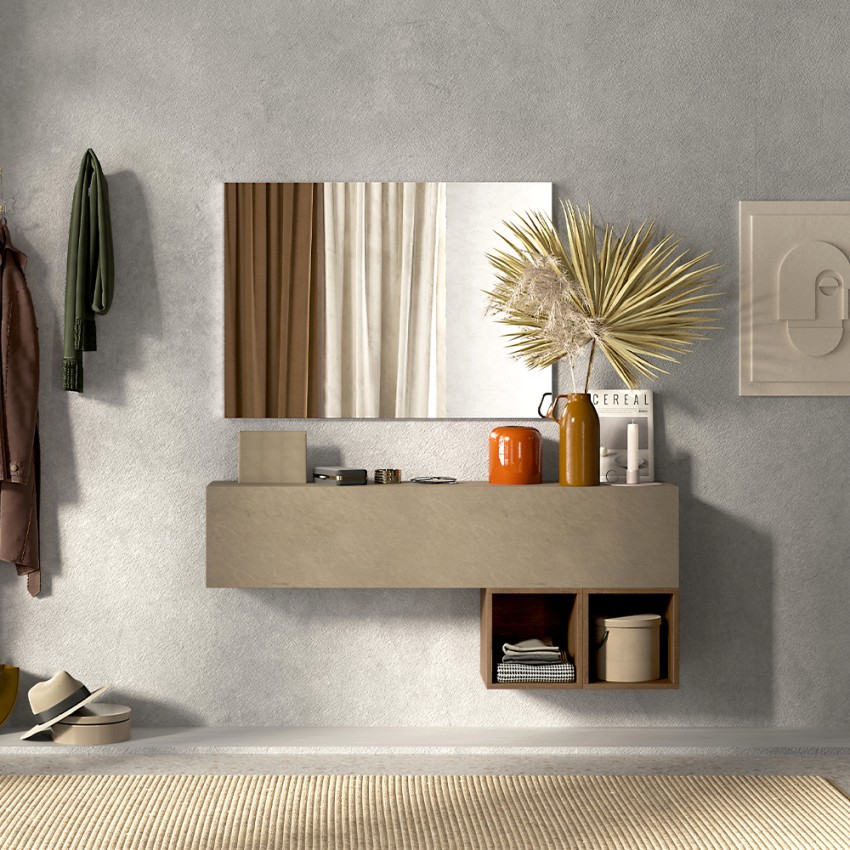 Mueble de entrada moderno colgante con vacía bolsillos de madera Infinity 55 Promoción Mueble de entrada moderno colgante con vacía bolsillos de madera Infinity 55 Promoción