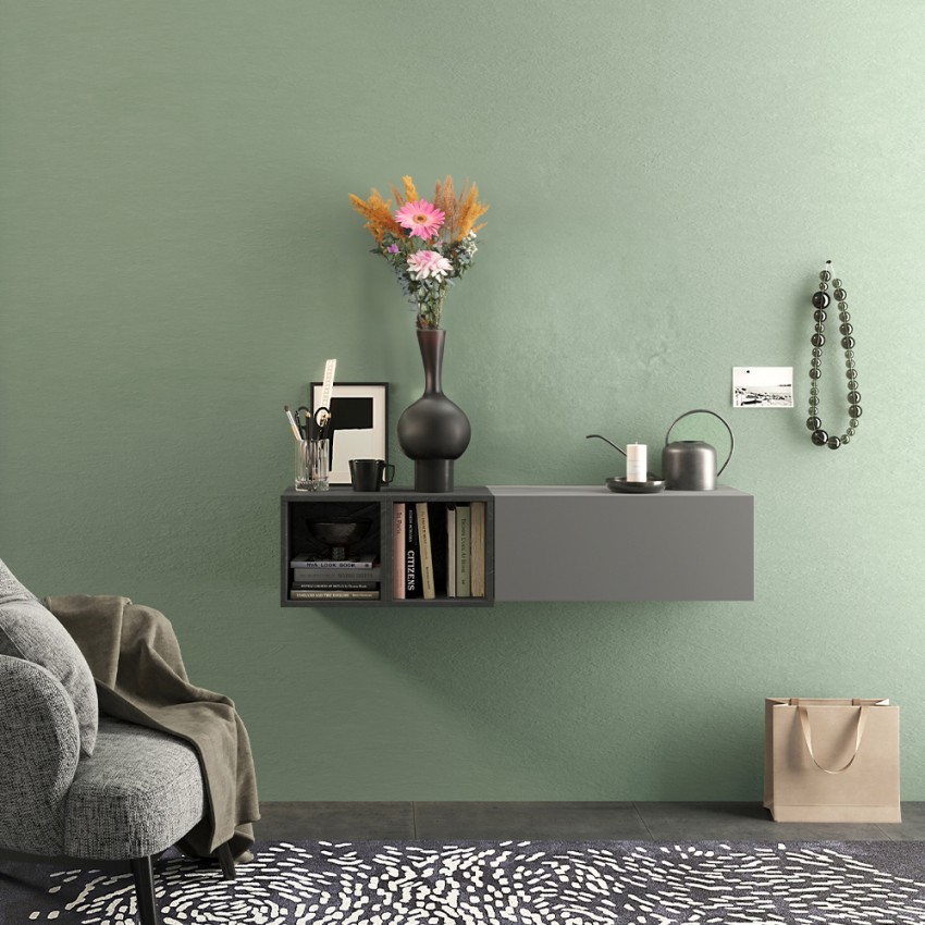 Mueble de entrada suspendido diseño moderno gris blanco brillante Infinity 56 Oferta Mueble de entrada suspendido diseño moderno gris blanco brillante Infinity 56 Oferta