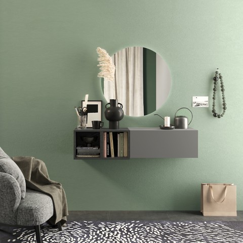 Mueble de entrada suspendido diseño moderno gris blanco brillante Infinity 56 Promoción