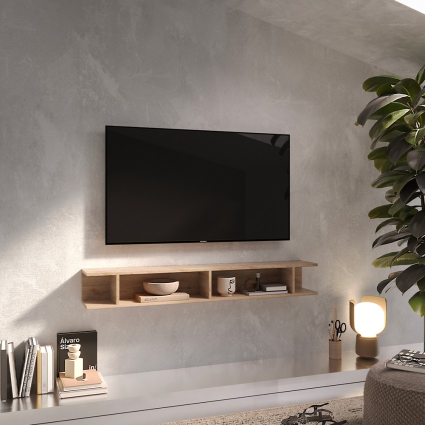 Mueble de entrada con estante para TV flotante de diseño moderno en madera Infinity 50 Promoción Mueble de entrada con estante para TV flotante de diseño moderno en madera Infinity 50 Promoción