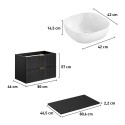 Mueble de baño suspendido 80x46 cm color negro con cajones y lavabo sobre encimera Adel Black Catálogo