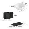 Mueble de baño suspendido 80x46 cm color negro con cajones y lavabo sobre encimera Adel Black Catálogo