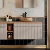 Mueble de baño suspendido color beige con lavabo sobre encimera y cajones gris tórtora Coast 80N Venta