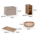 Mueble de baño suspendido color beige con lavabo sobre encimera y cajones gris tórtora Coast 80N Stock