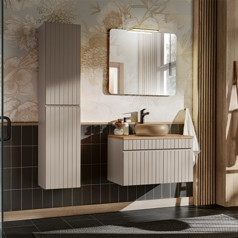 Mueble baño suspendido lavabo de apoyo espejo columnita Coast 80 SA Promoción