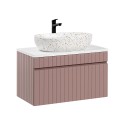 Mueble de baño suspendido 80x46 cm con lavabo sobre encimera color rosa y blanco Lili 80 Venta
