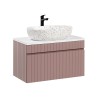 Mueble de baño suspendido 80x46 cm con lavabo sobre encimera color rosa y blanco Lili 80 Venta