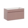Mueble de baño suspendido 80x46 cm con lavabo sobre encimera color rosa y blanco Lili 80 Oferta