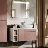 Mueble de baño suspendido con lavabo sobre encimera rosa y blanco Lili 100 Venta