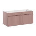 Mueble de baño suspendido con lavabo sobre encimera rosa y blanco Lili 100 Oferta