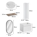 Mueble de baño suspendido compacto con lavabo sobre encimera y espejo Wiki 80 SA Stock