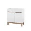 Mueble de baño de suelo con lavabo espejo armario blanco y madera Bali Oferta