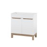 Mueble de baño de suelo con lavabo espejo armario blanco y madera Bali Oferta