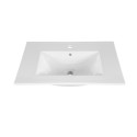 Mueble de baño de suelo con lavabo espejo armario blanco y madera Bali Descueto