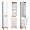 Mueble de baño de suelo con lavabo espejo armario blanco y madera Bali Catálogo