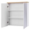 Mueble de baño de suelo con lavabo espejo armario blanco y madera Bali Elección